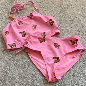 Old Navy Pink Butterfly Kids Swim Set
